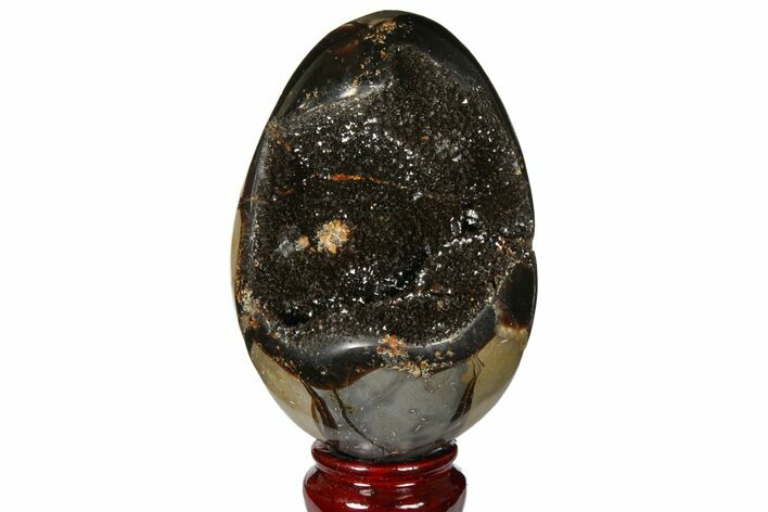 Septarian Dragon Egg Geode - Black Crystals #120935